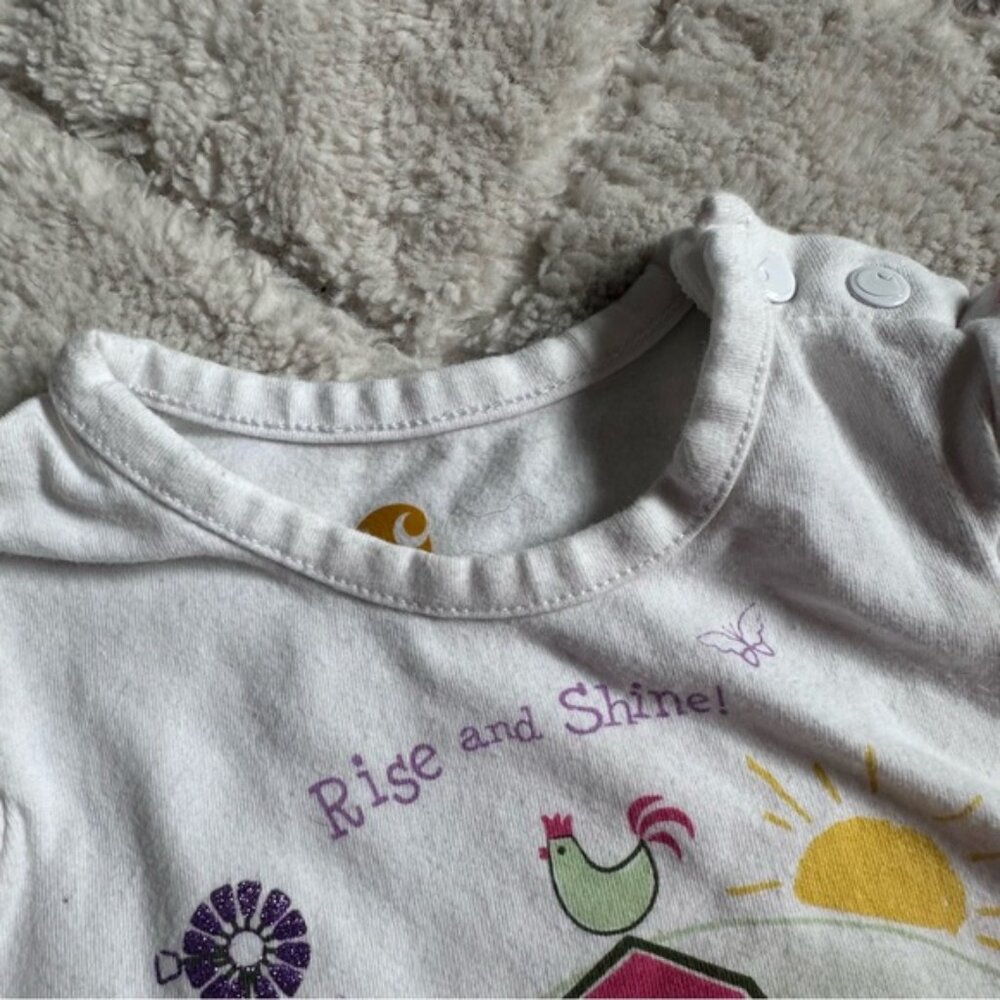 Carhartt | "Rise and Shine" Farm Short Sleeve Bodysuit | Size 6 Months - Picture 6 of 10
